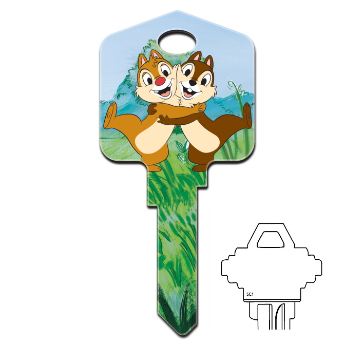 Disney's Chipmunks Chip and Dale Uncut House Key Blank
