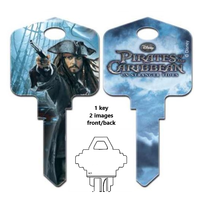 Disney Pirates of the Caribbean Captain Jack Sparrow Uncut House Key blank