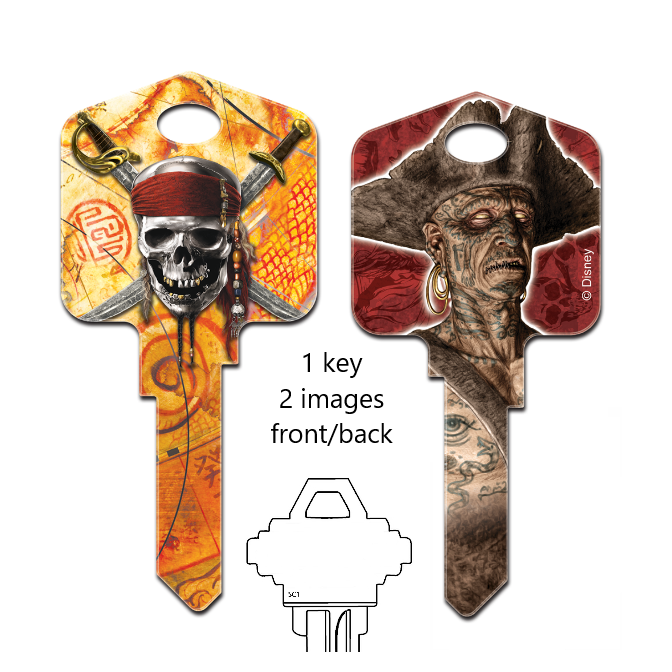 Disney Pirates of the Caribbean Uncut House Key blank 2 designs