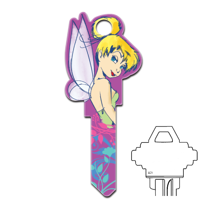 Disney Tinkerbell large shaped Uncut House Key Blank