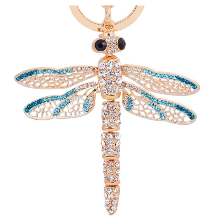 Crystal Blue Dragonfly Keychain, Purse Charm