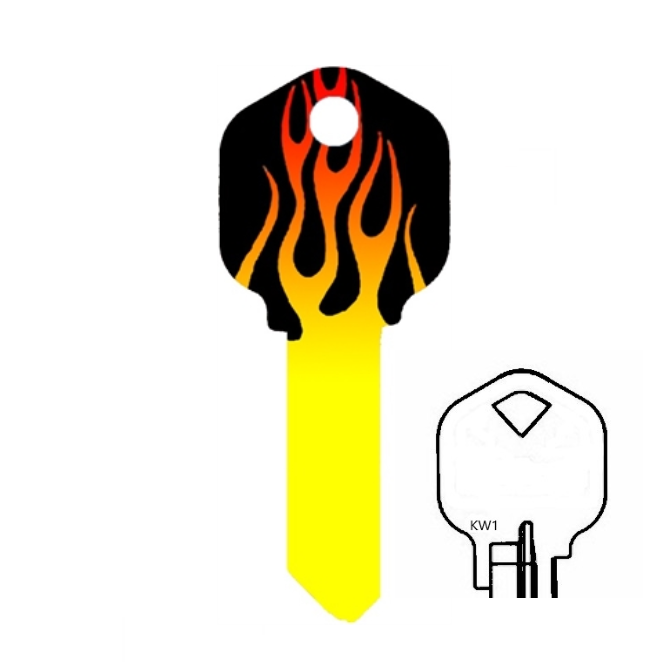 Hot Rod Flames Uncut House Key Blank Home or Office