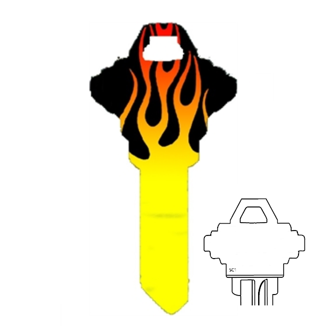 Hot Rod Flames Uncut House Key Blank Home or Office
