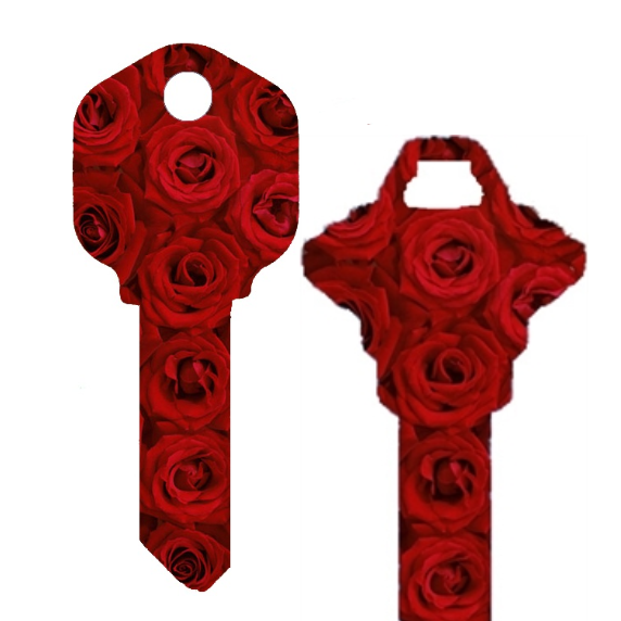 Dozen Red Roses House Key Blank Home or Office