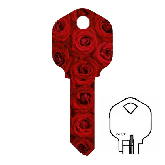 Dozen Red Roses House Key Blank Home or Office