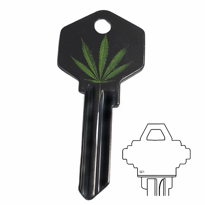 420 Marijuana GREEN Leaf WEED Hemp House Key Blank uncut
