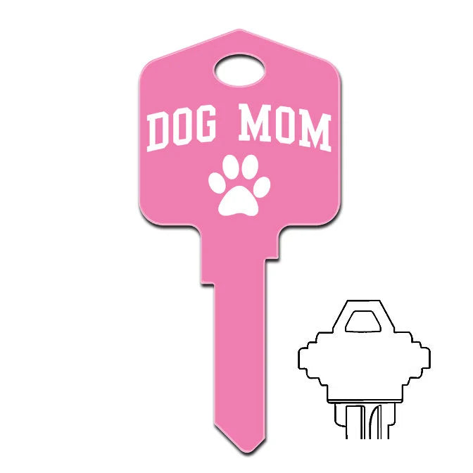 Dog Mom Paw Print Uncut House Key Blank