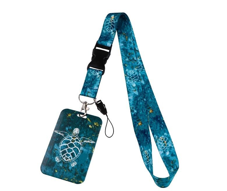 Sea Turtle Lanyard Badge, Cell Phone, ID Card Holder, Keychain Neck Strap Keyring safety breakaway.