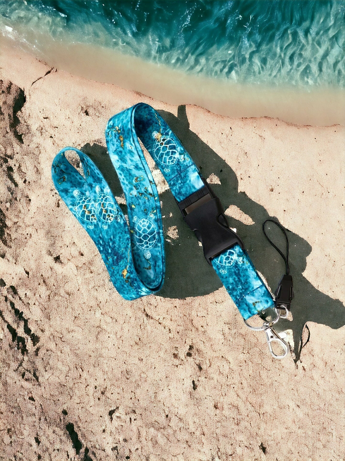 Sea Turtle Lanyard Badge, Cell Phone, ID Card Holder, Keychain Neck Strap Keyring safety breakaway.