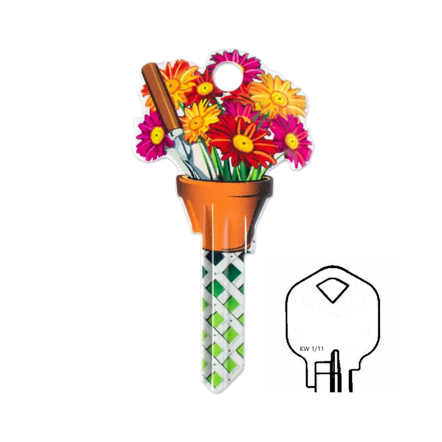 Garden Flower Pot Shaped Uncut House Key Blank