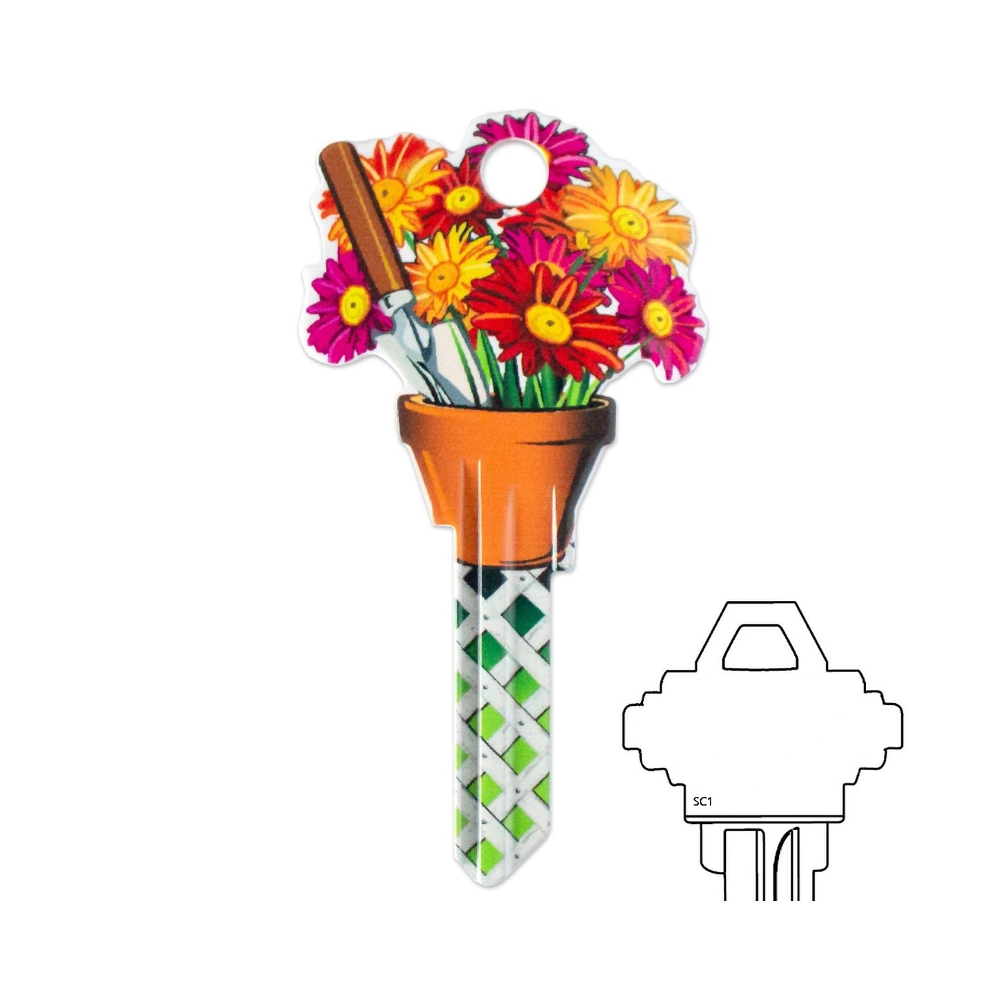 Garden Flower Pot Shaped Uncut House Key Blank