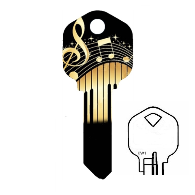 Musical Notes Musician Uncut House Key Blank Home or Office