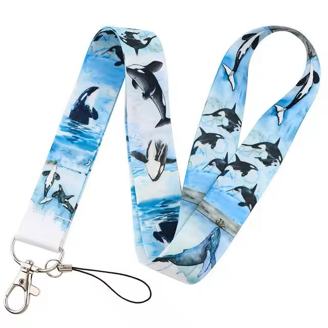 Orca Whales Lanyard Badge, Cell Phone, ID Card Holder, Keychain Neck Strap Keyring
