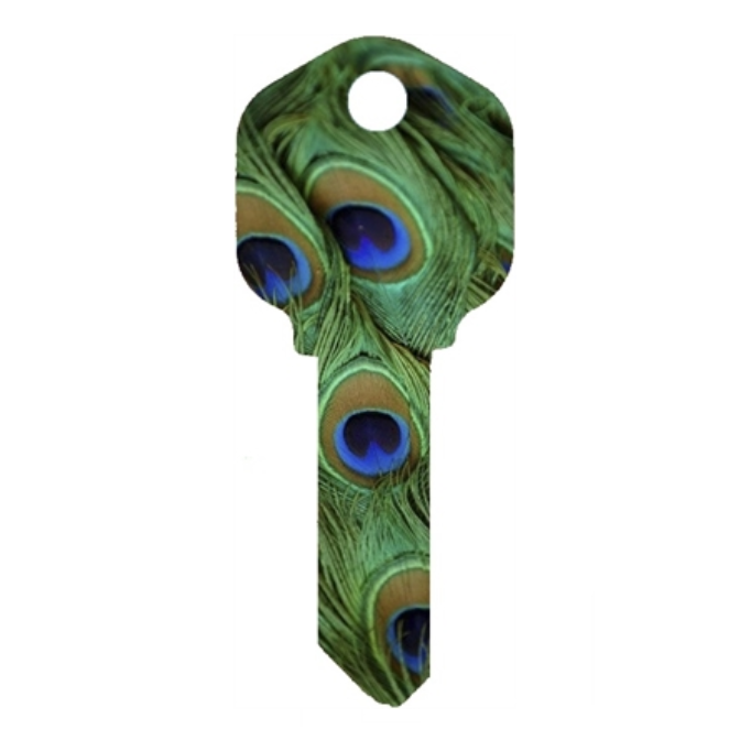 Peacock Feathers Uncut House Key Blank