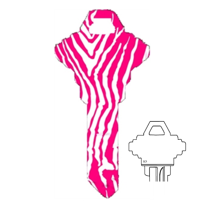 Pink Zebra Strip uncut Key Blank Home or Office House Pretty-Keys