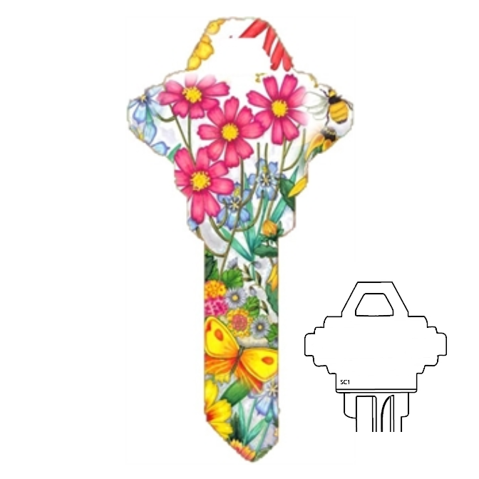 Wildflowers Uncut House Key Blank