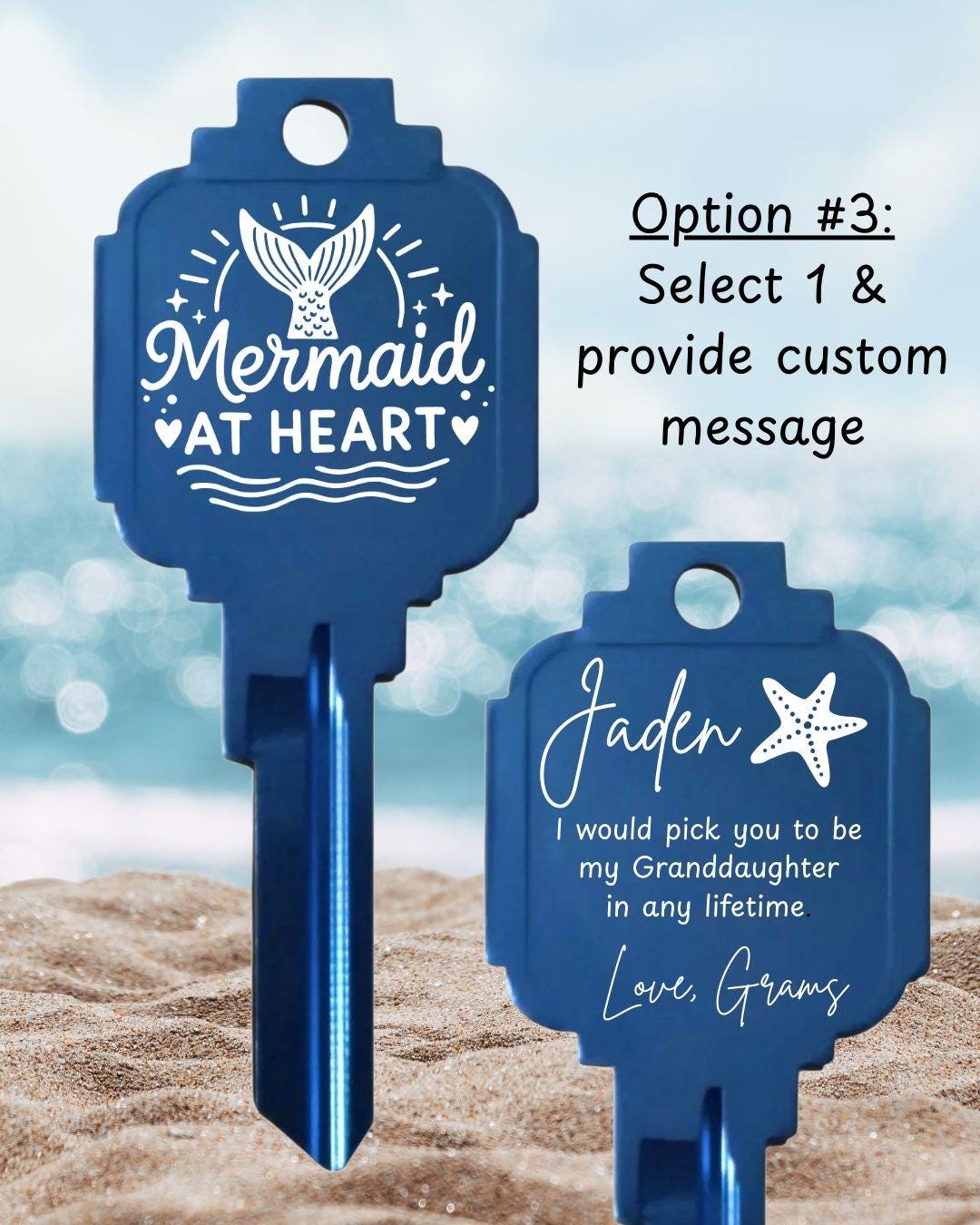 Beach Lover's Large House Key Personalized Anodized Aluminum Custom Engraved Kwikset Summer Time