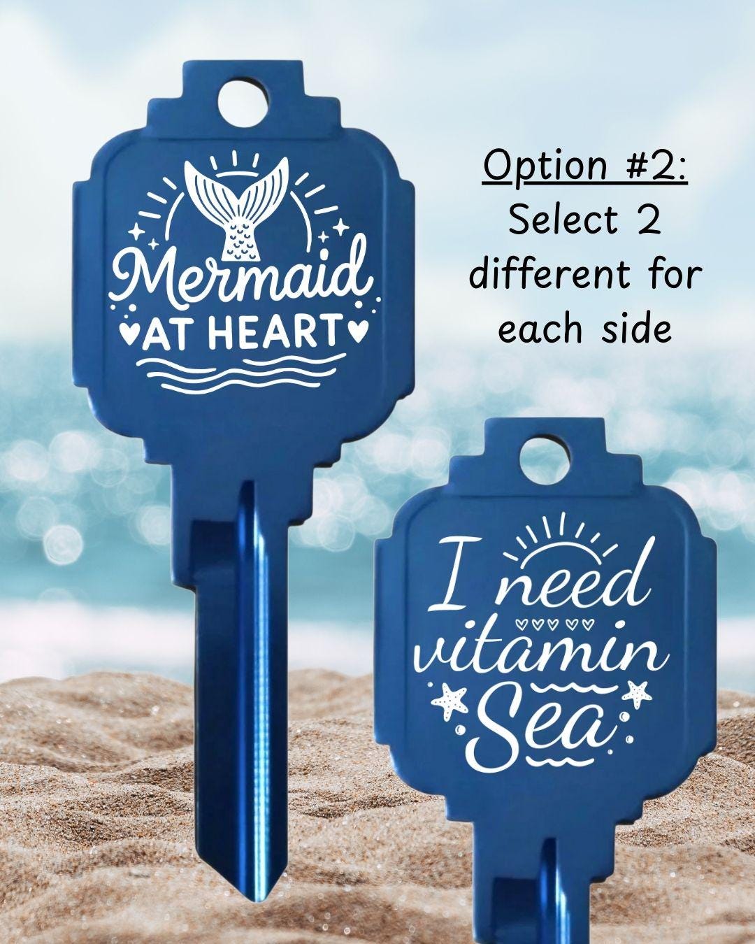 Beach Lover's Large House Key Personalized Anodized Aluminum Custom Engraved Kwikset Summer Time