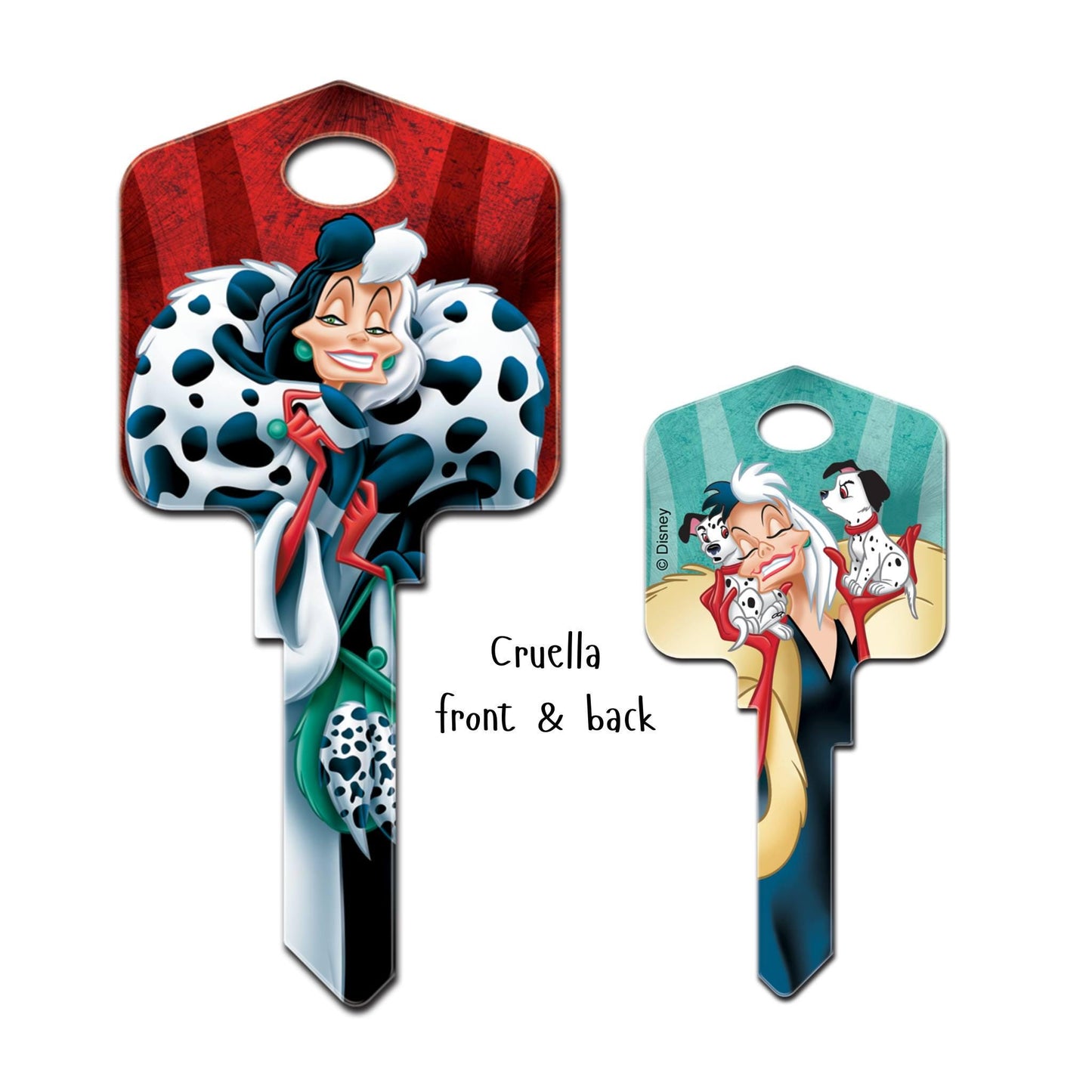 Villianess uncut House Key blank or cut by code Evil Queen, Cruella, Maleficent, Ursula or Red Queen
