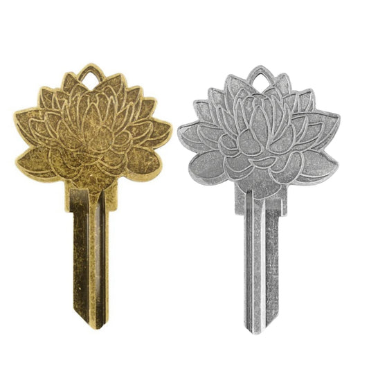 Steampunk Lotus Flower Uncut House Key Blank