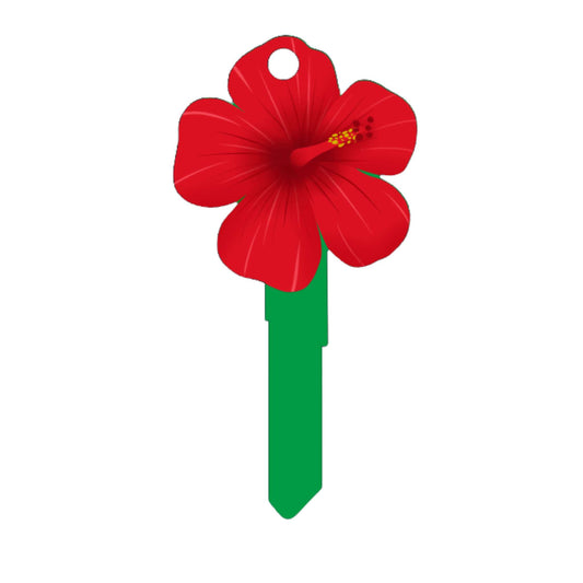 Red Hibiscus Flower 3D Shaped House Key Blank