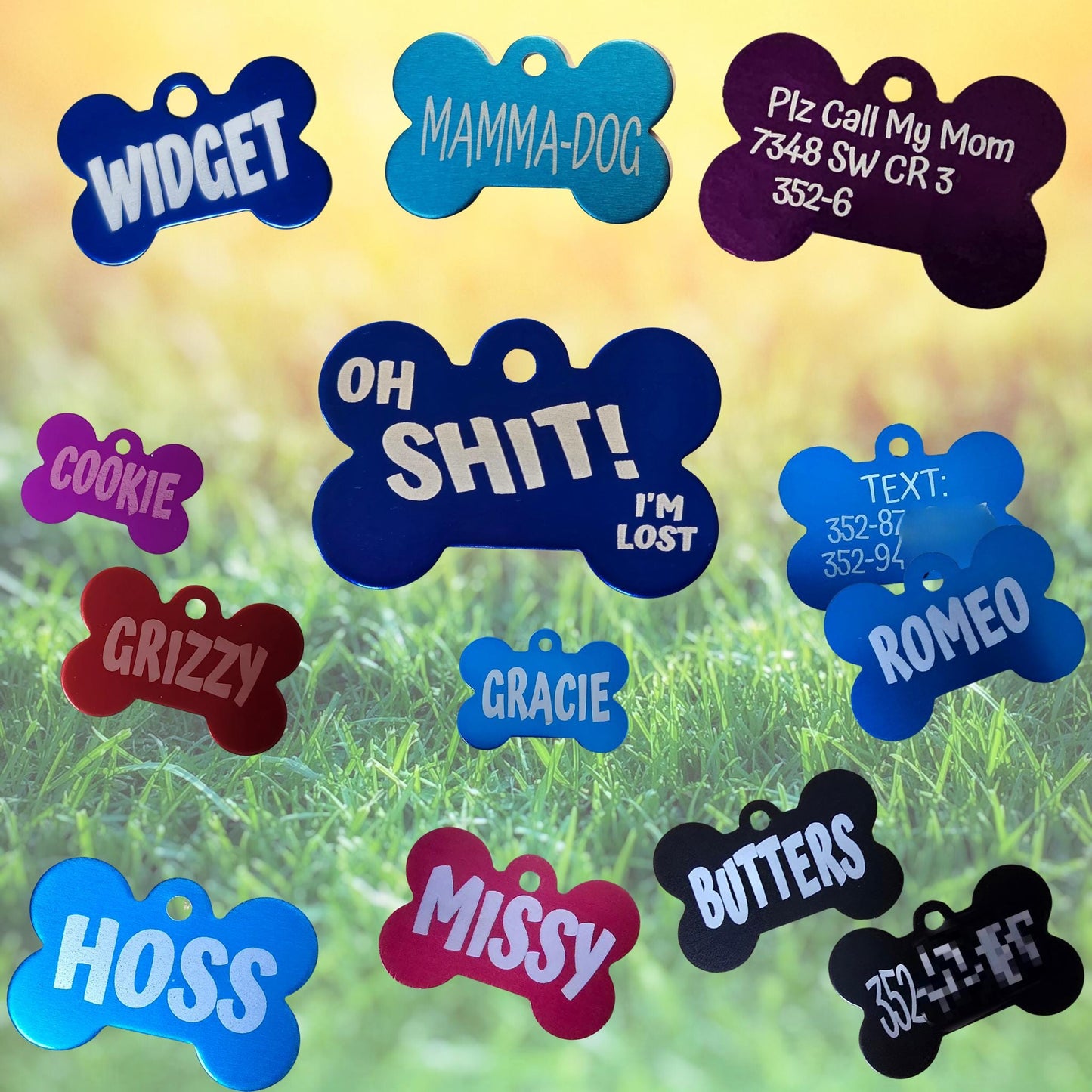 Custom Pet Tag Bone Shaped Personalized 3 sizes Small, Medium X Large