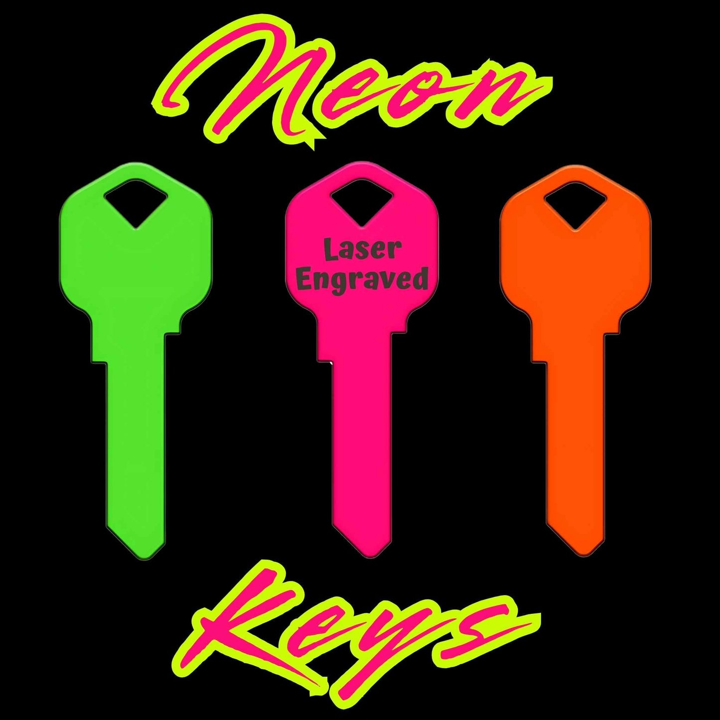 Personalized Neon House Key: Laser Engraved Aluminum Blank