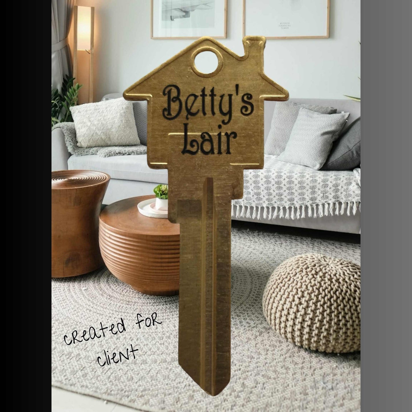 Personalized House Shaped Key: Custom Engraved Brass Home Key Blank