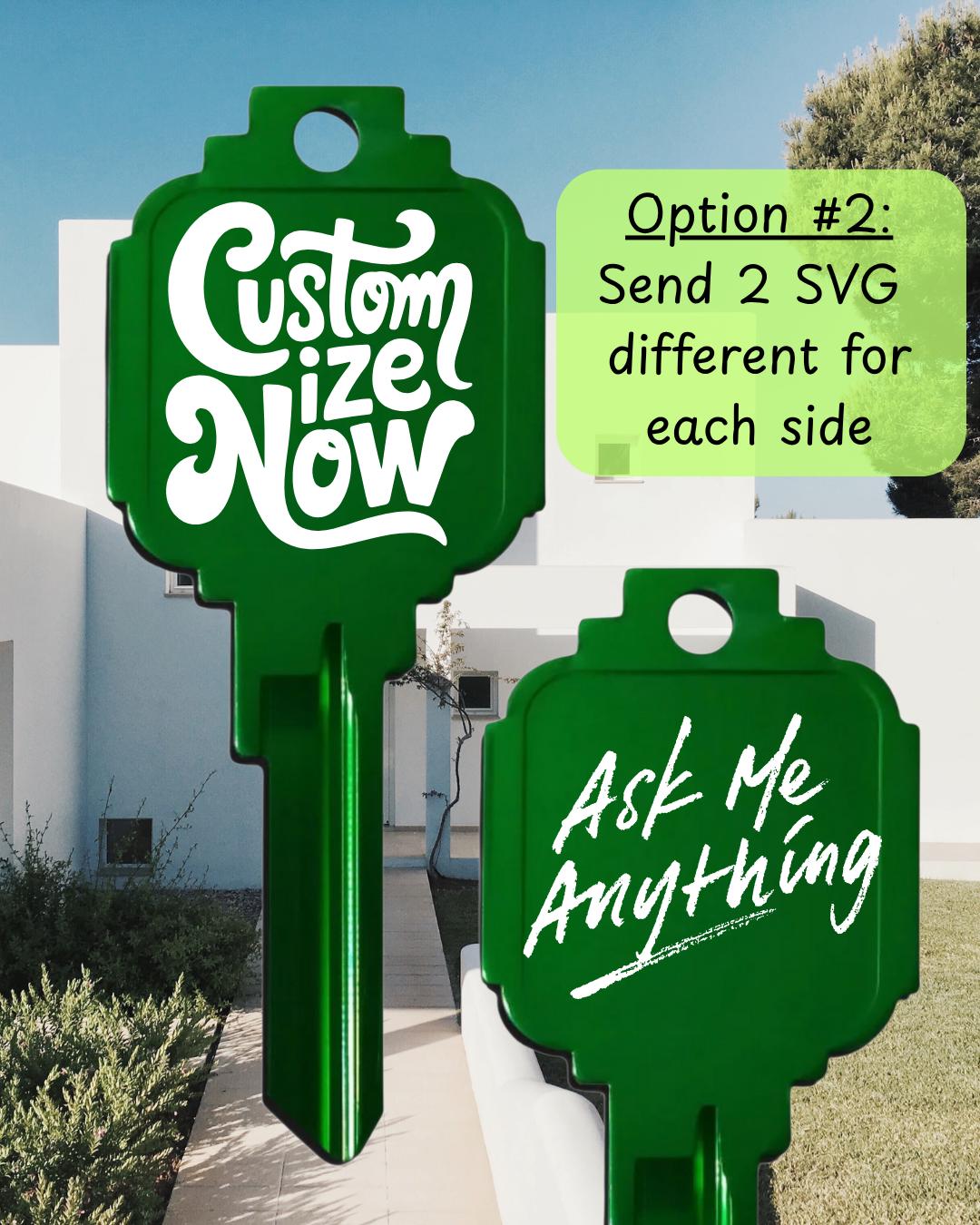 Custom Large Home or Office Key Personalized Laser Engraved Kwikset KW1/KW10/#66  Any Theme or Message