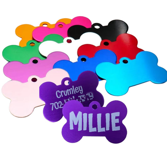 Custom Pet Tag Bone Shaped Personalized 3 sizes Small, Medium X Large