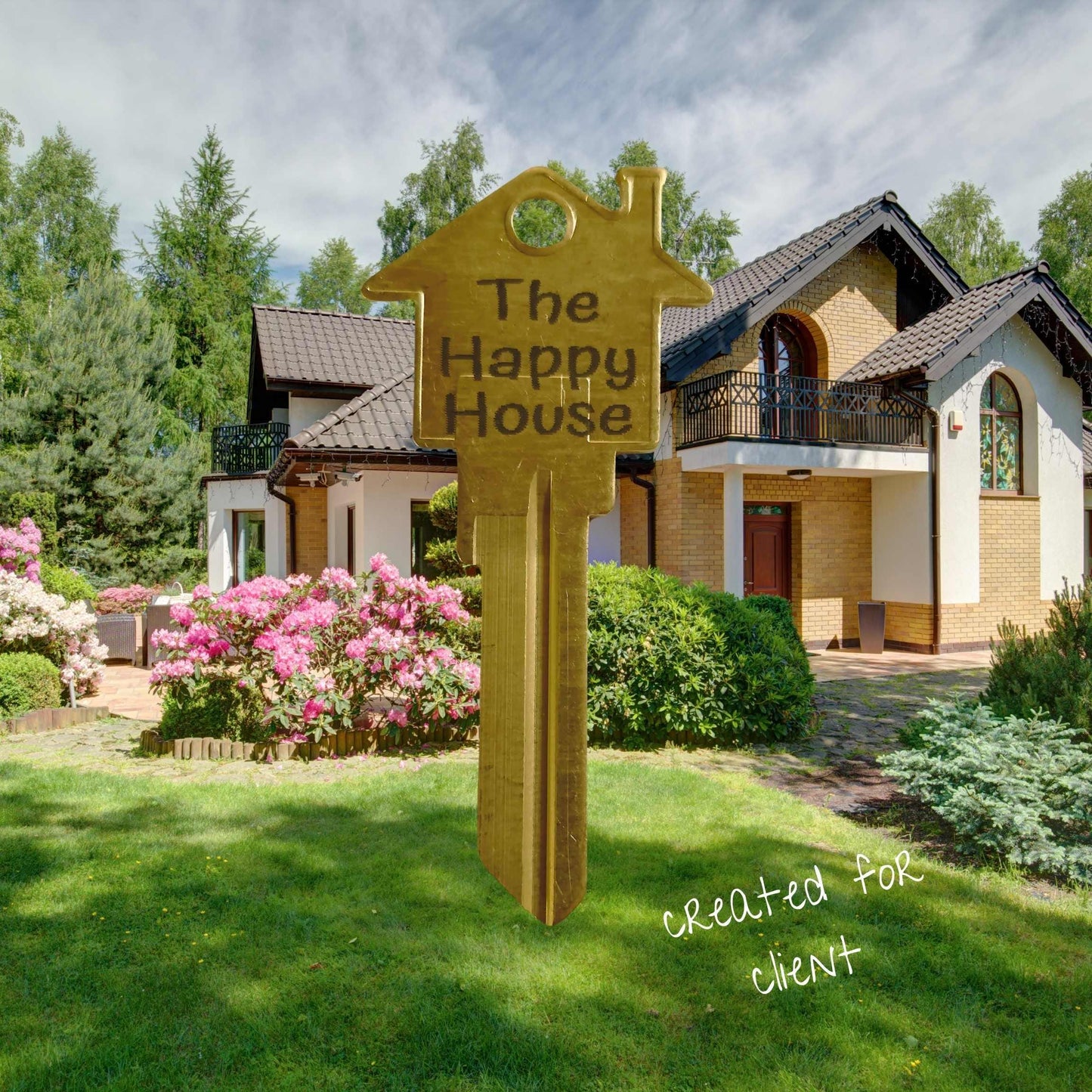 Personalized House Shaped Key: Custom Engraved Brass Home Key Blank