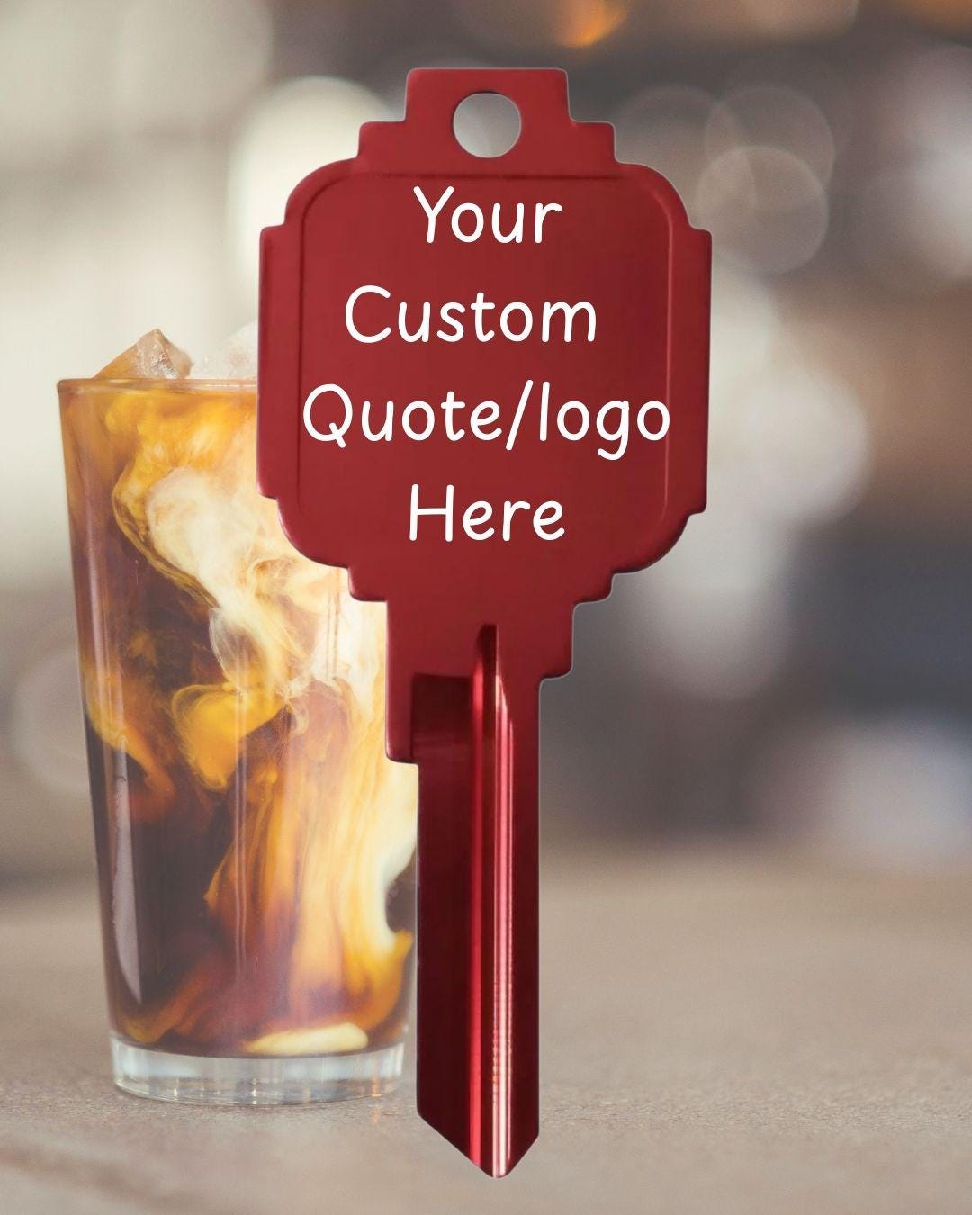 Coffee Lover's Large Home or Office Key Personalized Custom Engraved Kwikset Coffee Shop