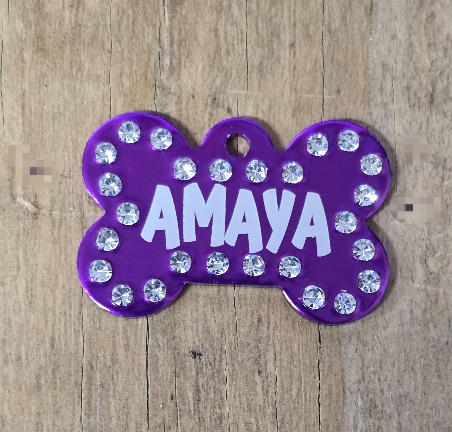 Custom Crystal Pet ID Tag: Bone Shaped Rhinestone Bling
