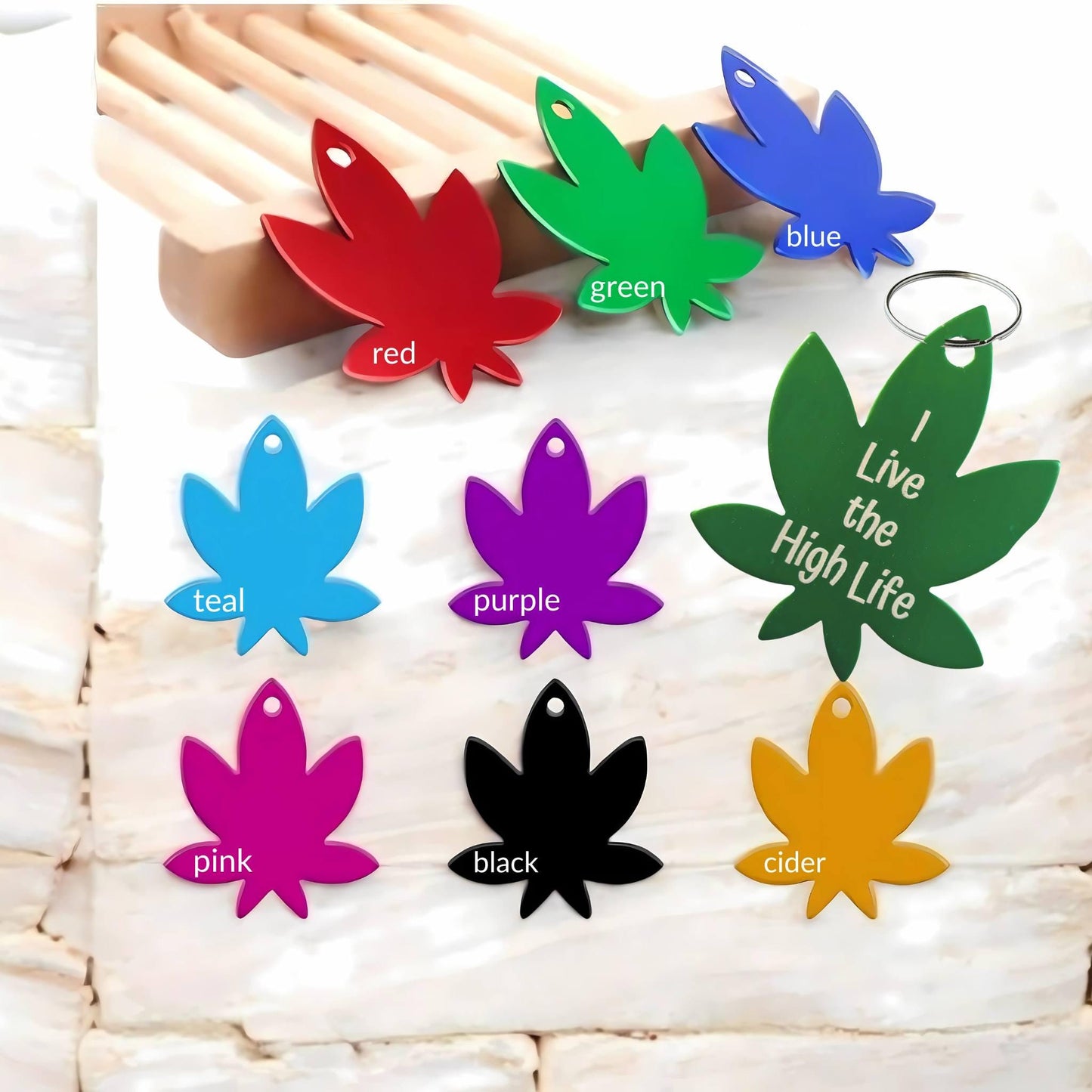 Custom Key Tag Marijuana Leaf Shape personalized for keys backpack purse pet Cannabis, Weed Pet Tag