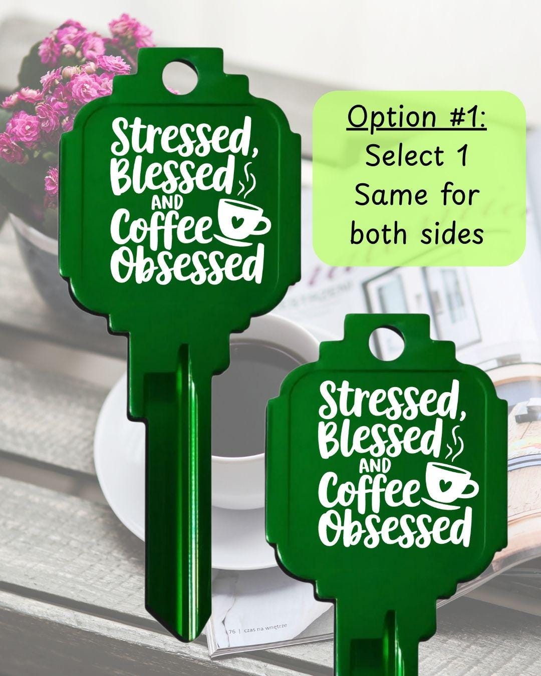 Coffee Lover's Large Home or Office Key Personalized Custom Engraved Kwikset Coffee Shop
