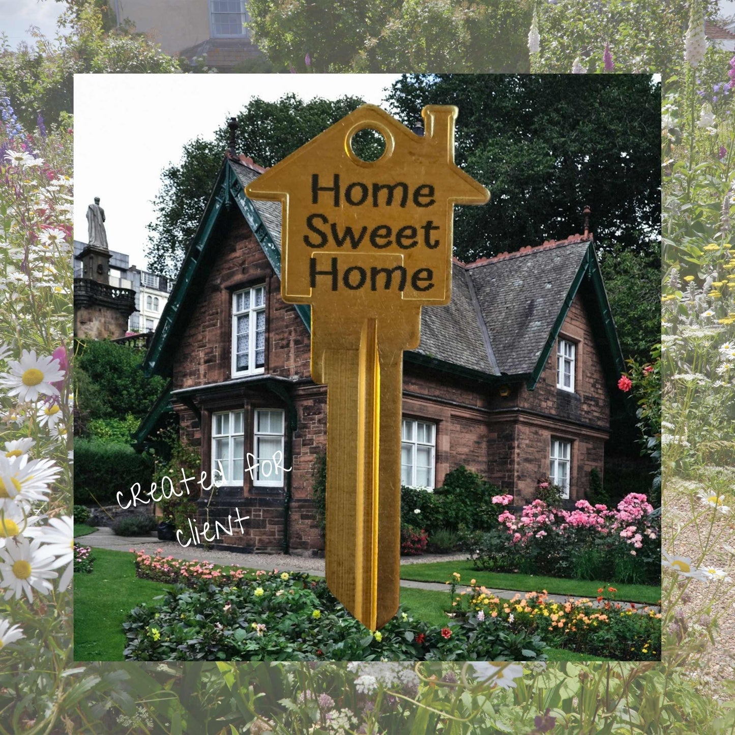 Personalized House Shaped Key: Custom Engraved Brass Home Key Blank