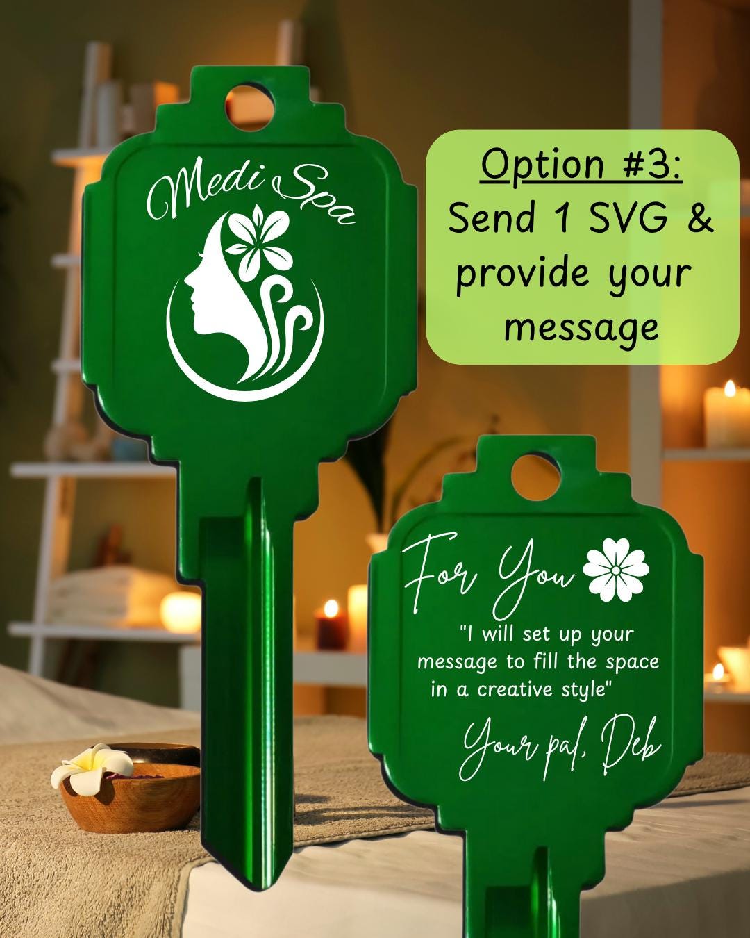 Custom Large Home or Office Key Personalized Laser Engraved Kwikset KW1/KW10/#66  Any Theme or Message
