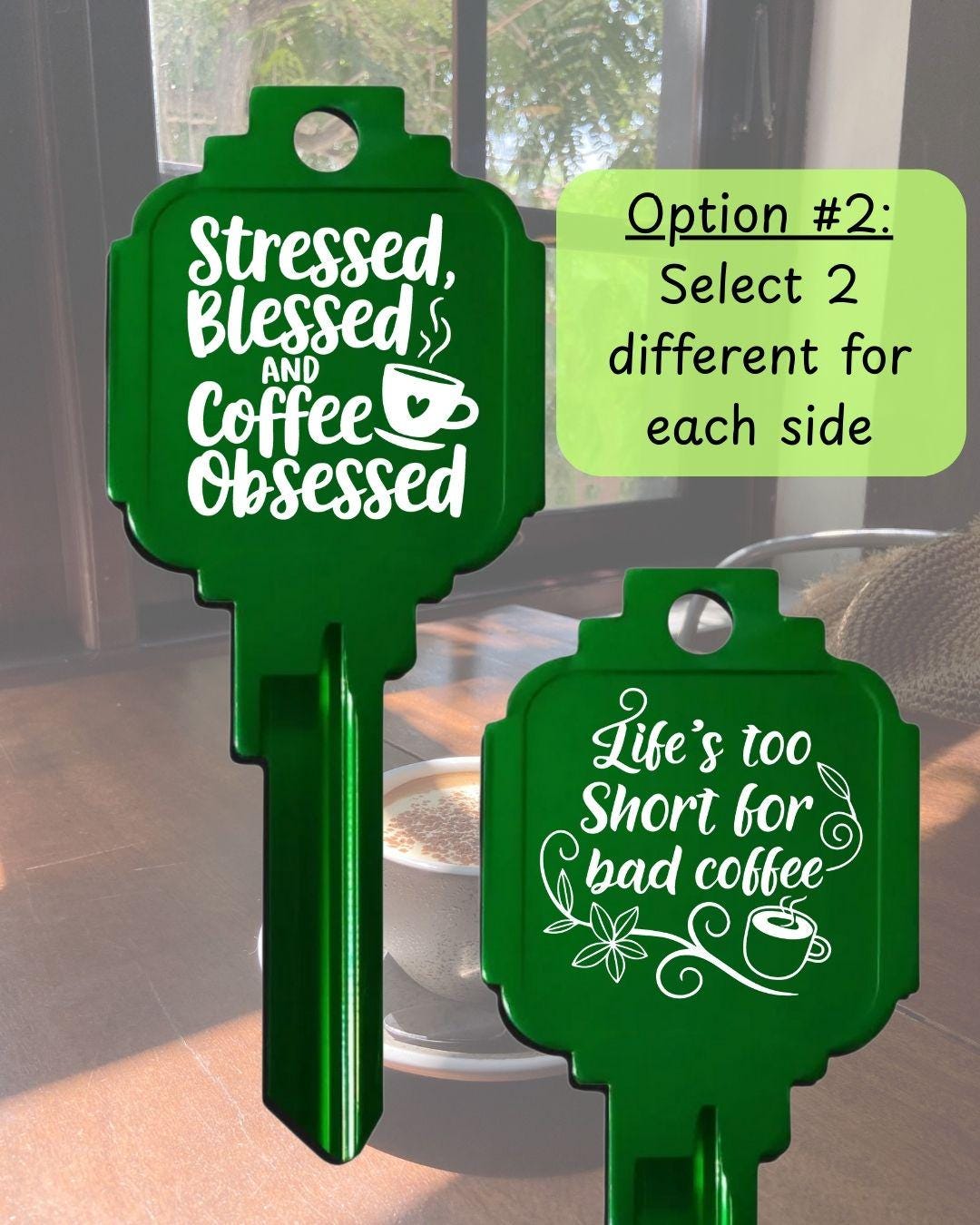 Coffee Lover's Large Home or Office Key Personalized Custom Engraved Kwikset Coffee Shop