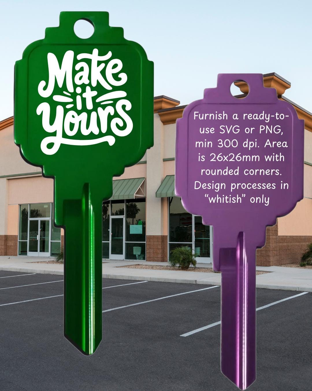 Custom Large Home or Office Key Personalized Laser Engraved Kwikset KW1/KW10/#66  Any Theme or Message