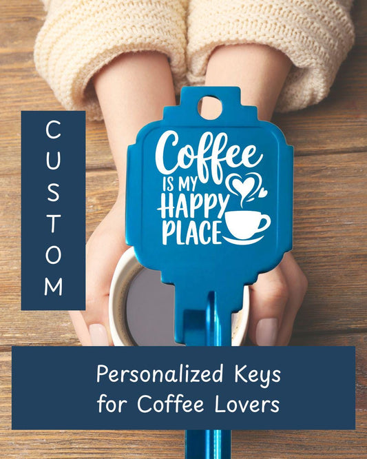 Coffee Lover's Large Home or Office Key Personalized Custom Engraved Kwikset Coffee Shop