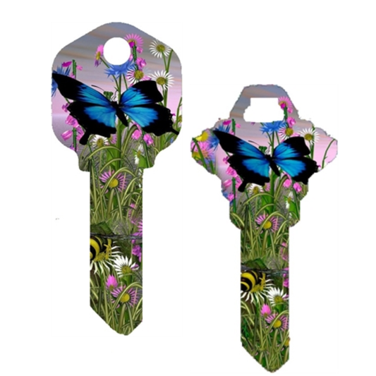 Ulysses Blue Butterfly on Wildflowers Uncut House Key Blank Home or Office