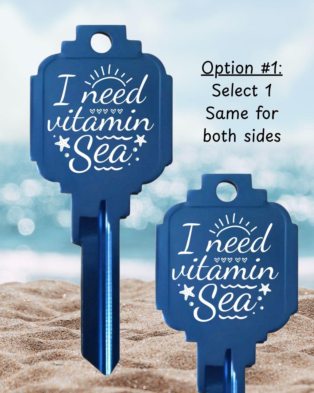 Beach Lover's Large House Key Personalized Anodized Aluminum Custom Engraved Kwikset Summer Time