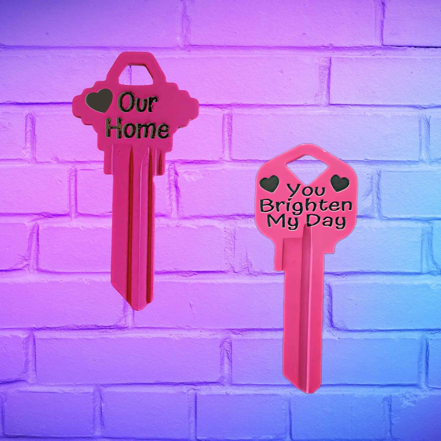 Personalized Neon House Key: Laser Engraved Aluminum Blank