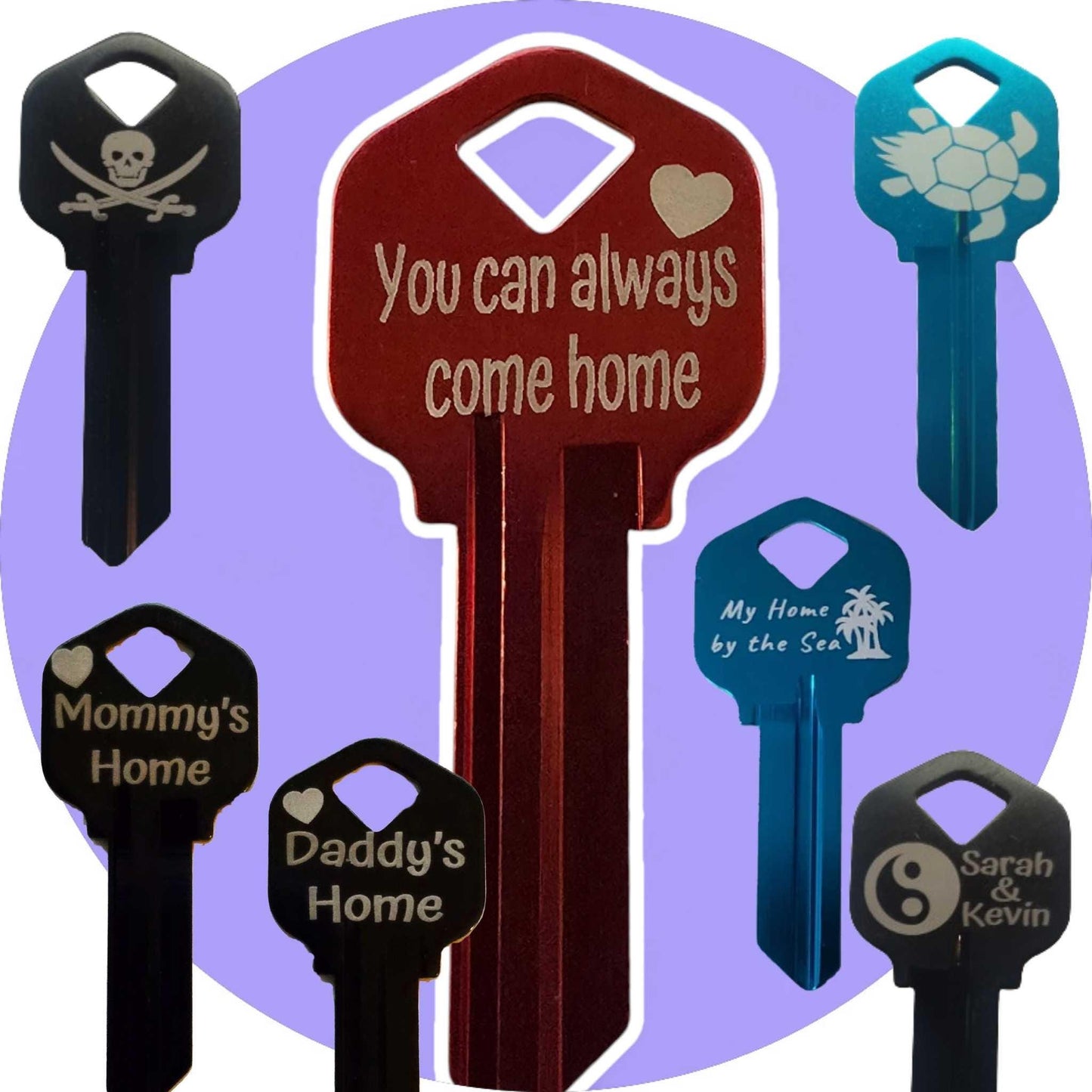 Personalized Anodized Aluminum House Key: Custom Engraved Kwikset Key