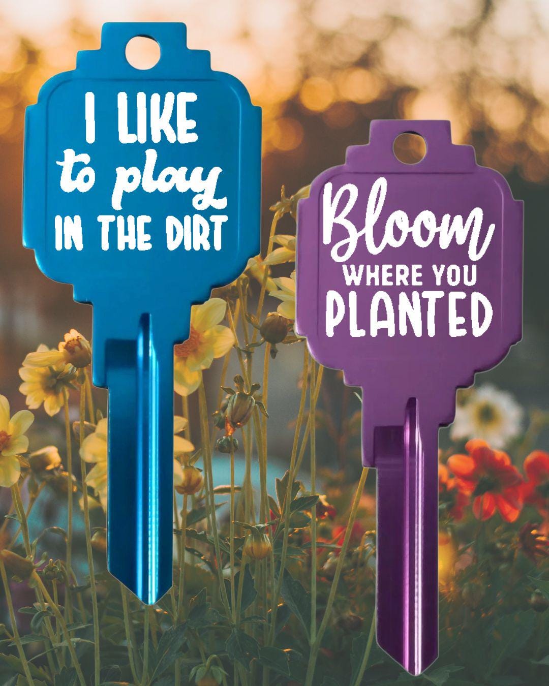 Personalized Gardening Key: Laser Engraved  Home or Office Key Blank  Kwikset KW1/KW10/#66