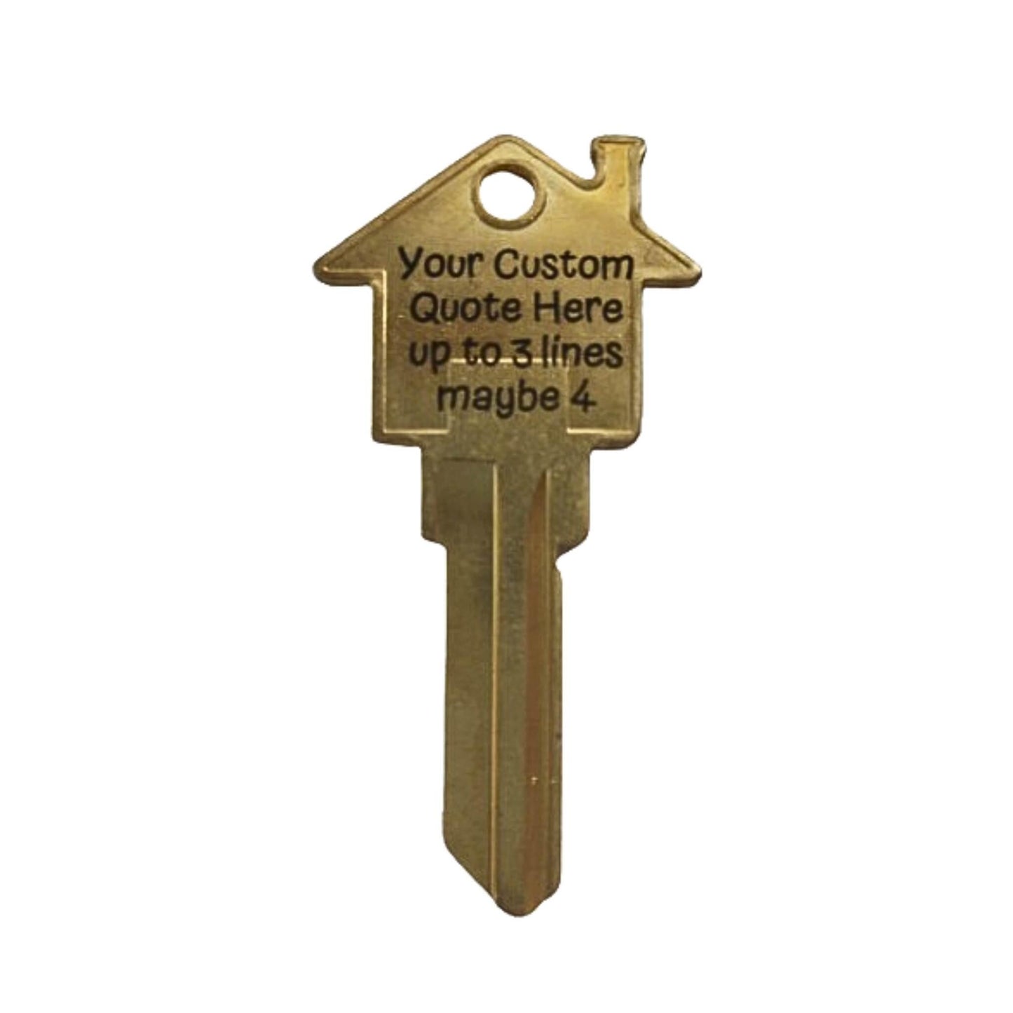 Personalized House Shaped Key: Custom Engraved Brass Home Key Blank