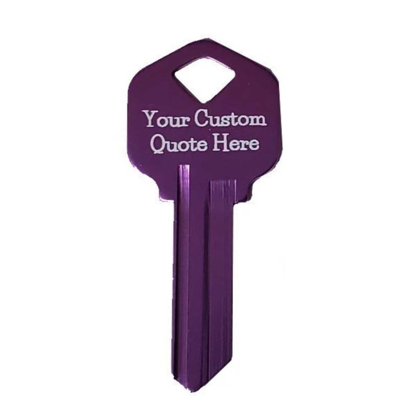 Personalized Anodized Aluminum House Key: Custom Engraved Kwikset Key