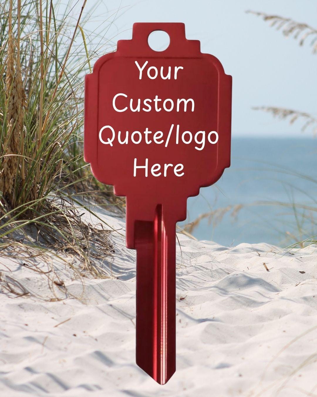Beach Lover's Large House Key Personalized Anodized Aluminum Custom Engraved Kwikset Summer Time