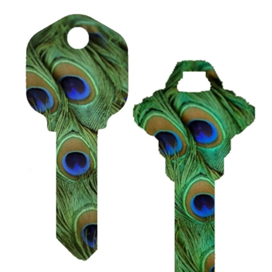 Peacock Feathers Uncut House Key Blank