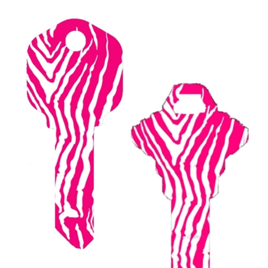 Pink Zebra Strip uncut Key Blank Home or Office House Pretty-Keys